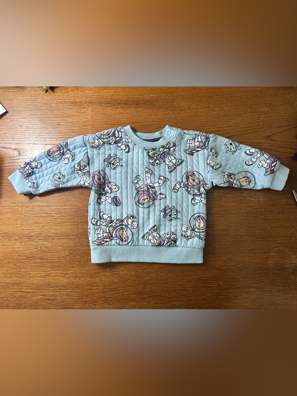 Disney Light Blue Buzz Lightyear Quilted Sweatshirt Sz 12 Months